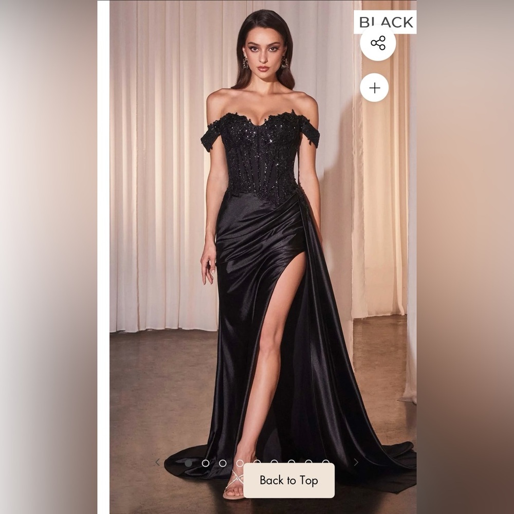 Black Sequin Ruched Off-Shoulder Gown